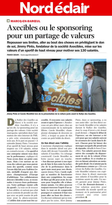Axecibles ou le sponsoring pour un partage de valeurs-Nord Eclair (28/03/11) Axecibles ou le sponsoring pour un partage de valeurs-Nord Eclair (28/03/11)